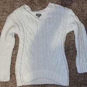 Women's White Cable Knit Sweater